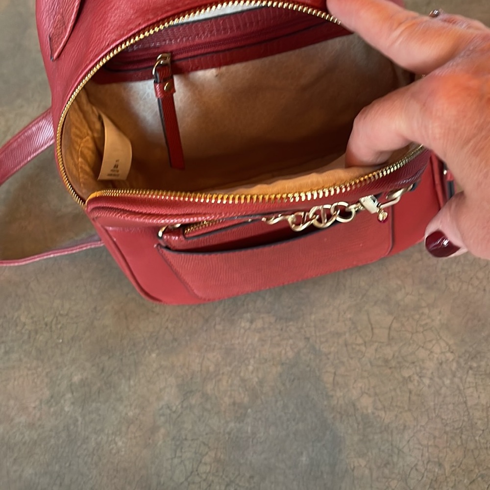Red Faux Leather Women's Mini Backpack Purse - Picture 5 of 6